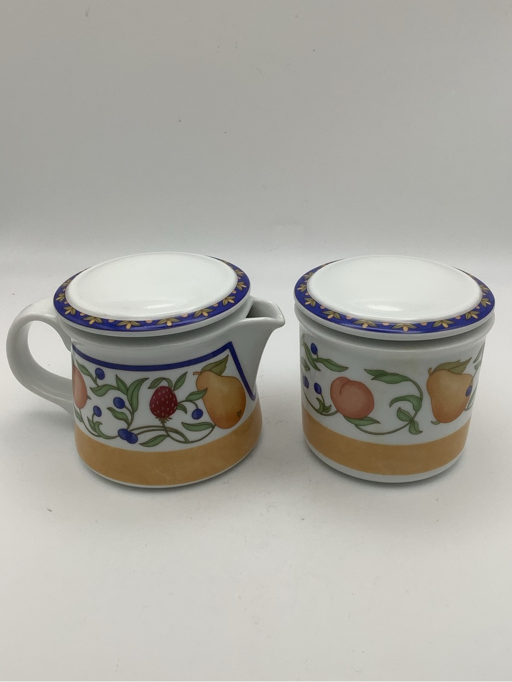 Dansk Fiance Fruits Covered Creamer and Sugar